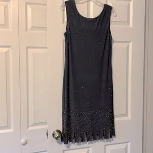 Fun studded “car wash “hem grey sleeveless dress size 10